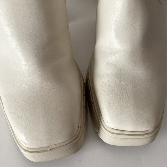 Stradivarius Women's Chunky Platform Ankle Boots Cream Ivory Booties Size 37 Y2K - Picture 5 of 12